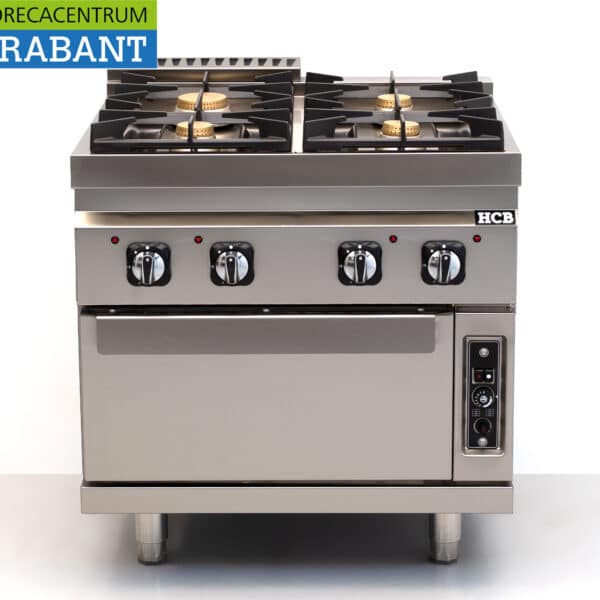 Cuisinière à gaz HCB en acier inoxydable à 4 feux avec four, four à gaz de 35 kW, GAS 80 cm, pour la restauration